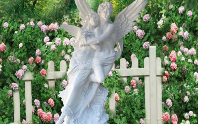 花園廣場(chǎng)西方人物玻璃鋼情侶愛(ài)神雕塑