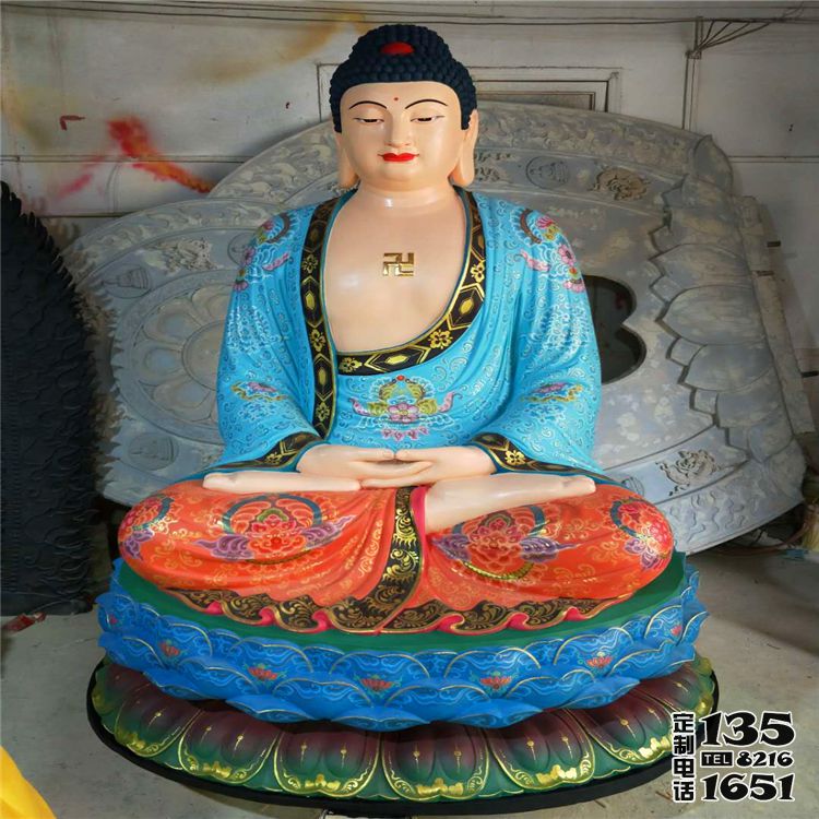 玻璃鋼樹(shù)脂彩繪廟宇供奉的三寶佛雕塑