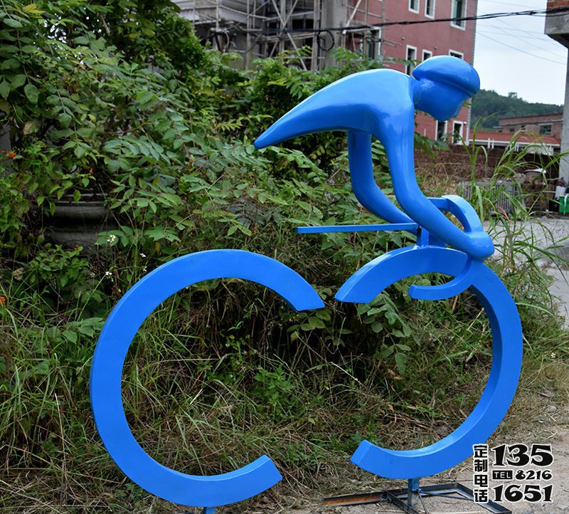 戶(hù)外景區(qū)玻璃鋼抽象創(chuàng)意運(yùn)動(dòng)騎自行車(chē)雕塑