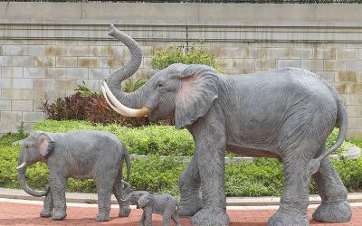 別墅景區(qū)玻璃鋼仿真動(dòng)物大象雕塑