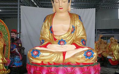 寺廟佛堂玻璃鋼釋迦牟尼彩繪如來(lái)佛祖雕塑